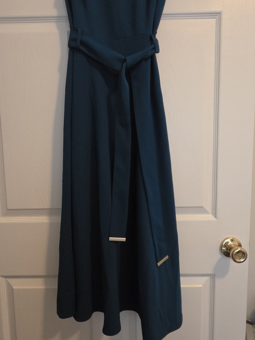 Calvin Klein Teal Maxi Dress with Waist Tie